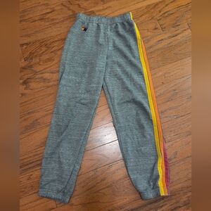 Kids Aviator Nation 5-Stripe Sweatpants in Heather Grey- Size 10. Retail $135.